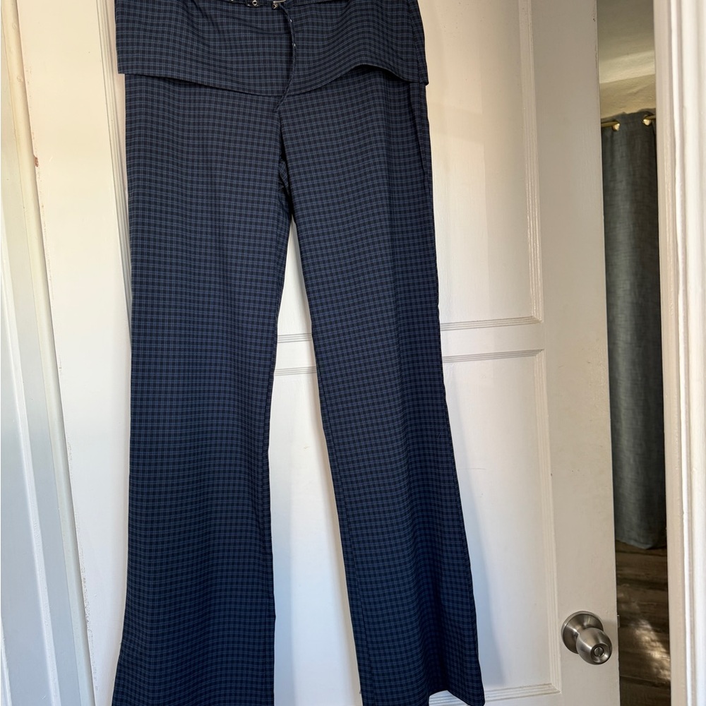Zara Women's Blue Plaid Checkered Pants